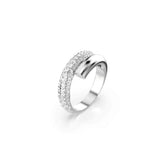 Dextera ring, White, Rhodium plated